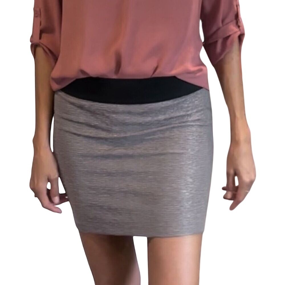 Charlotte Russe Grey Textured Pencil Mini Skirt Womens Size Medium M Stretch Fit